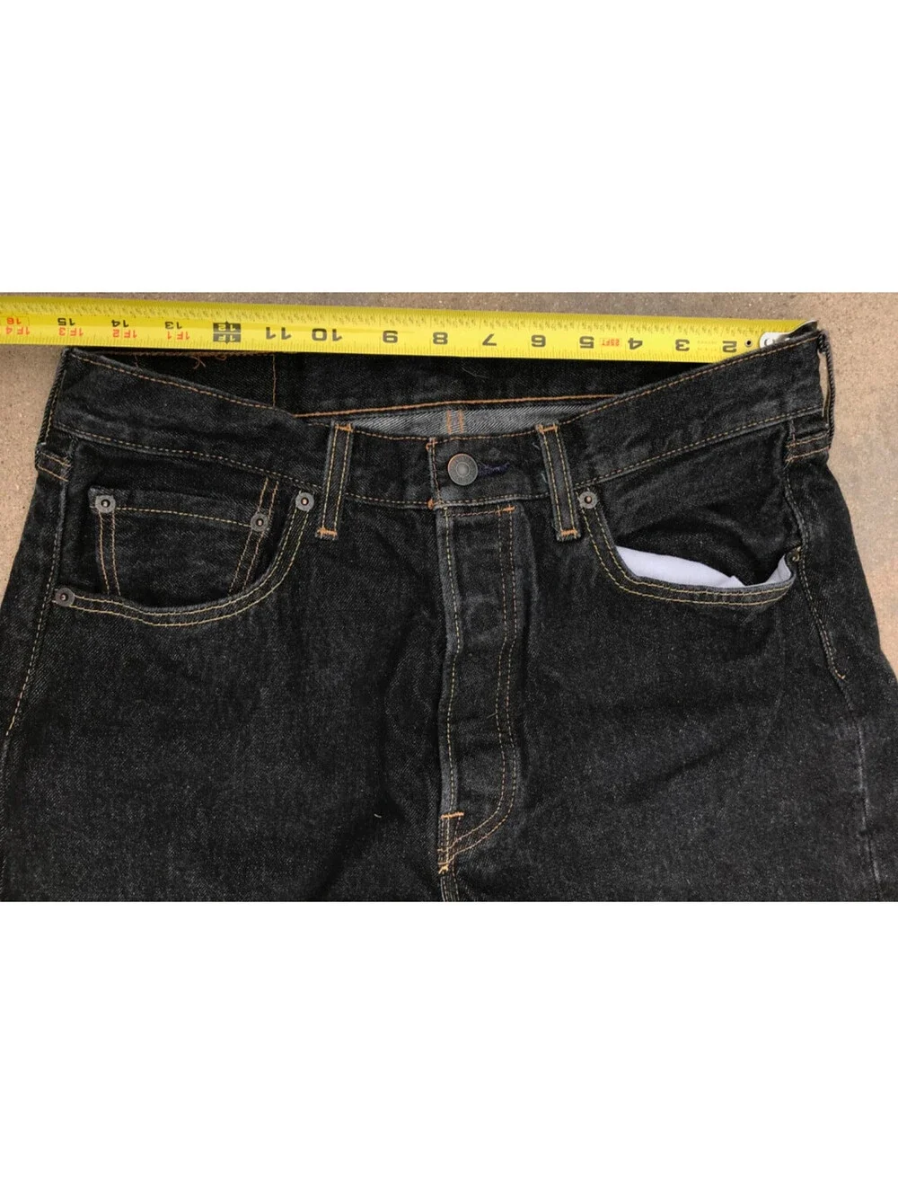 Levis 501 Jeans Mens 34x30 Black Denim Pants Button Fly Bold Dark Wash no Fading